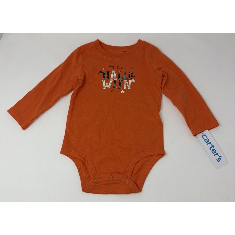 Carter's 12m My First Halloween Bodysuit Orange Long Sleeve Romper NWT